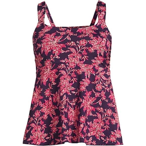Land’s End Tankini Plus Standard soft cup blackberry strawberry Jacobean Various - Picture 1 of 5
